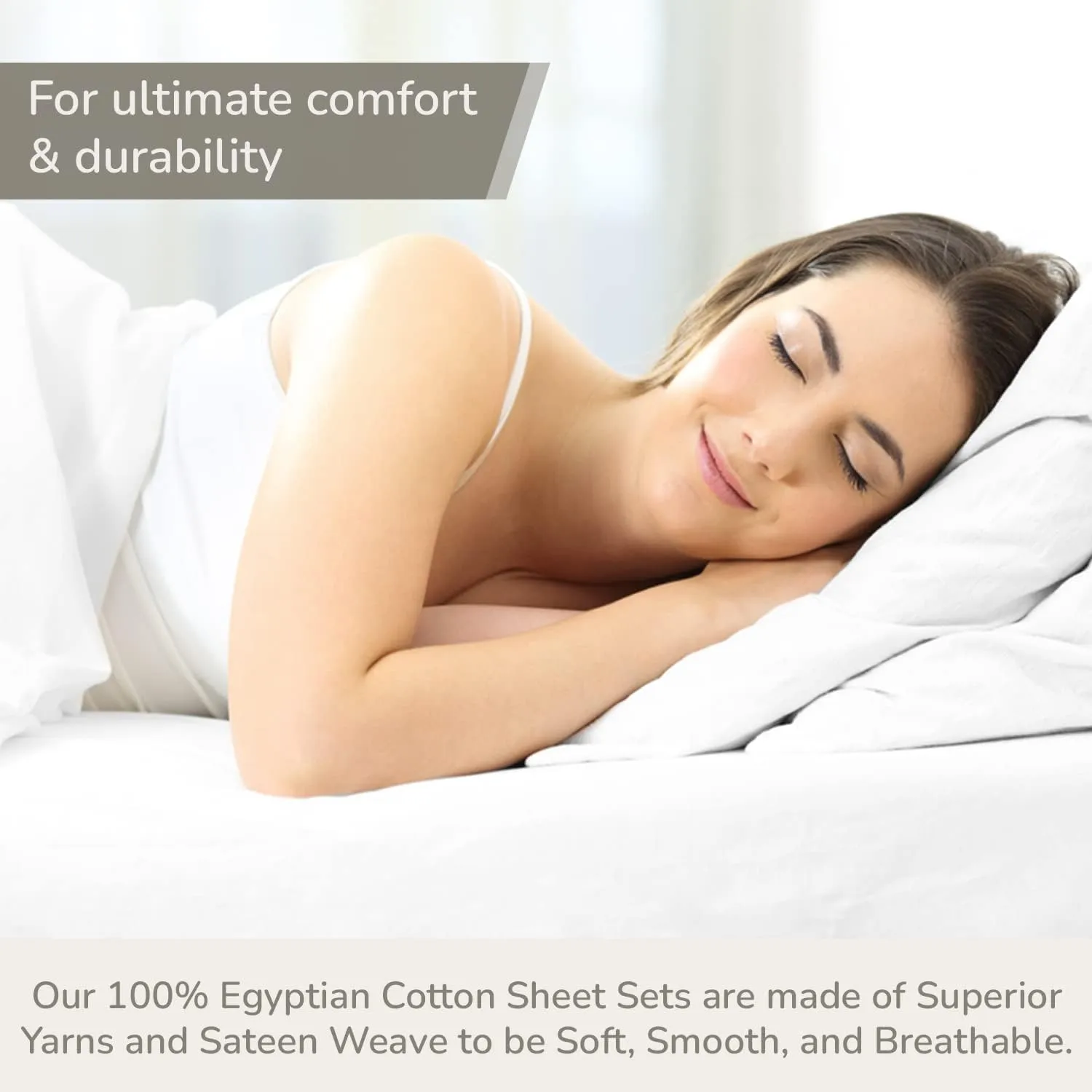 100% Egyptian Cotton King Sheet Set 1000 Thread Count Luxury Hotel Soft and Smooth White King Size Bed Sheets Set 16" Deep Pocket Sateen Weave Extra Long Staple Cotton Bedding - 4 Piece