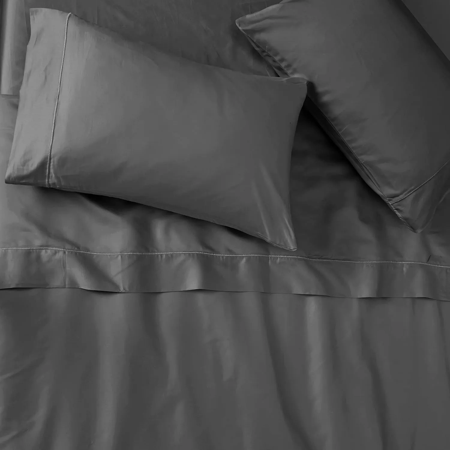 100% Egyptian Cotton Sheet Set | 400 Thread Count - Bedding Sheets & Pillowcase | Deep Pocket Fits up to 18" Mattress | Queen - Dark Gray - 4PC | Certified Egyptian Cotton | Nile Delta Collection