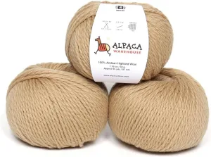 100% Highland Wool Yarn - Sourced Directly from Peru - Heavenly Soft and Perfect for Knitting and Crocheting (Worsted, Beige Latte)