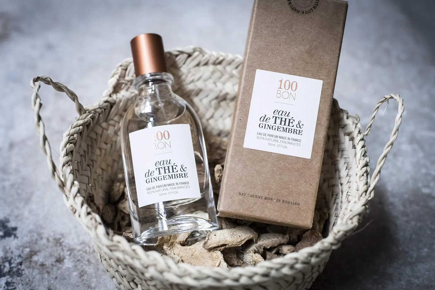 100BON Eau De The & Gingembre Tea & Ginger Scent for Women & Men Energizing Organic Fragrance - Sweet, Citrus & Spicy Notes - 100% Natural Fragrance Spray, 33.8 Fl Oz