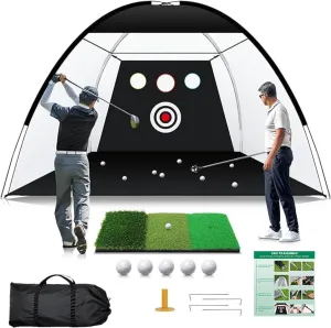 10x7ft Golf Practice Net with Tri-Turf Mat, Target & Carry Bag for Backyard Training