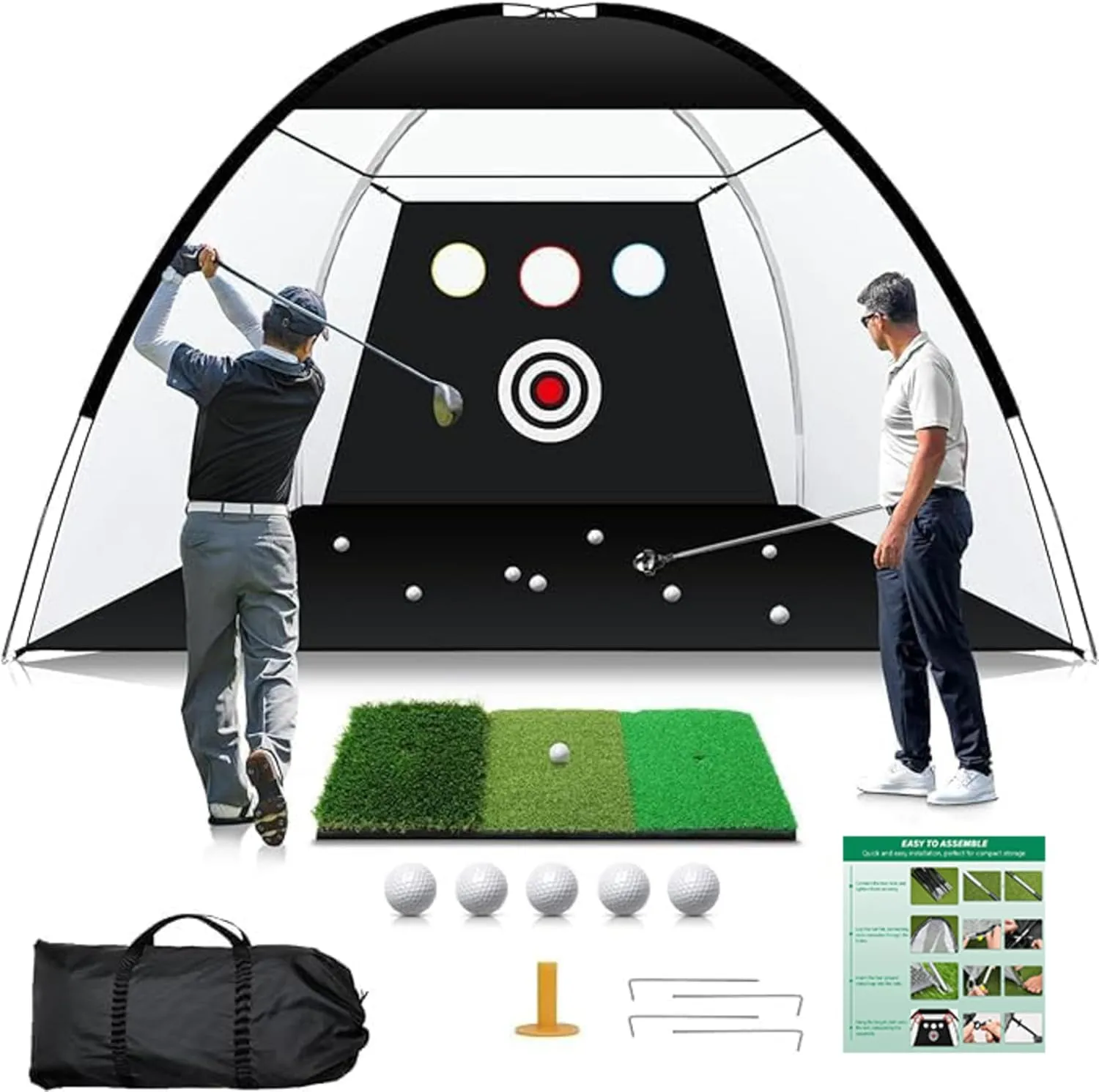 10x7ft Golf Practice Net with Tri-Turf Mat, Target & Carry Bag for Backyard Training