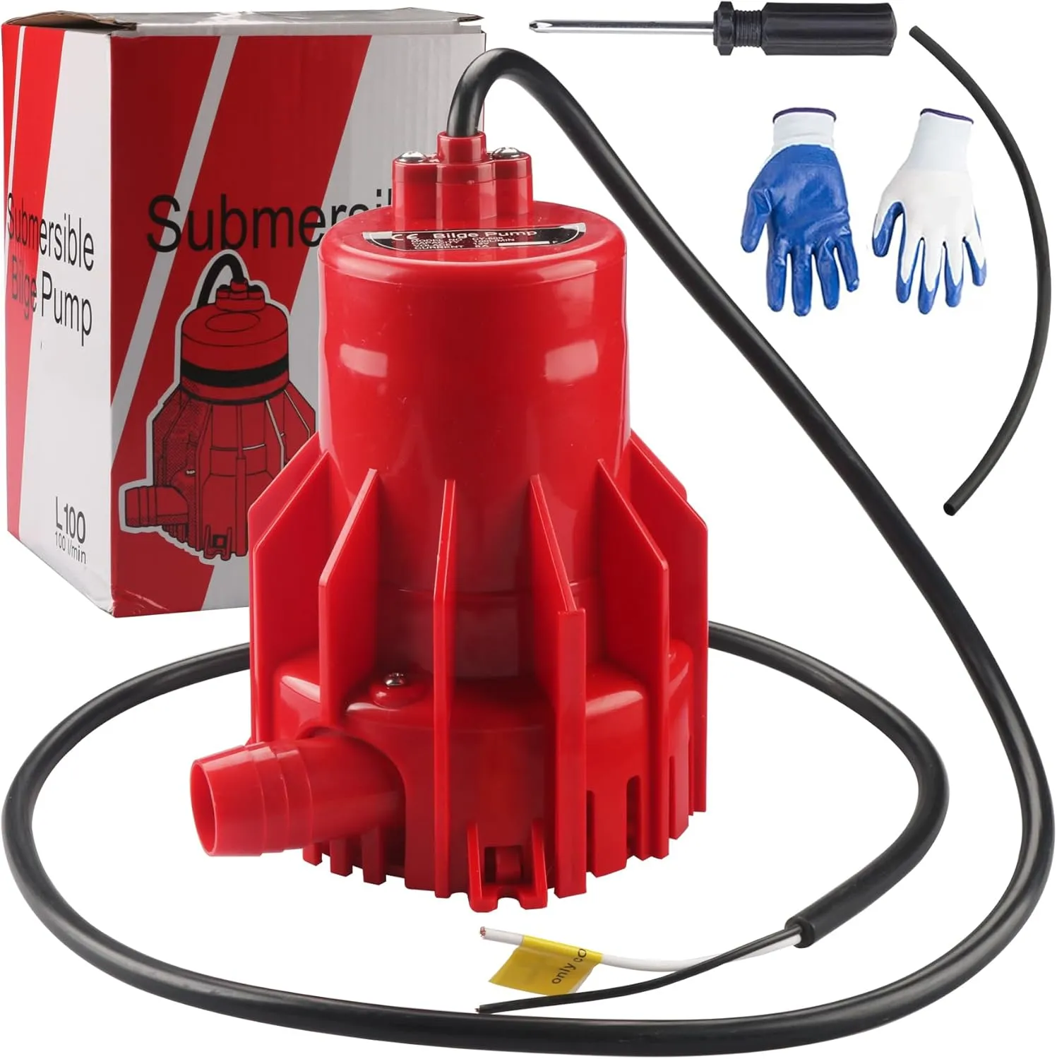 1600gph Boat Bilge Pump Electric 12V Submersible Marine drainage Water pumping Pump suitable for high flow liquid transportation in marine swimming pools