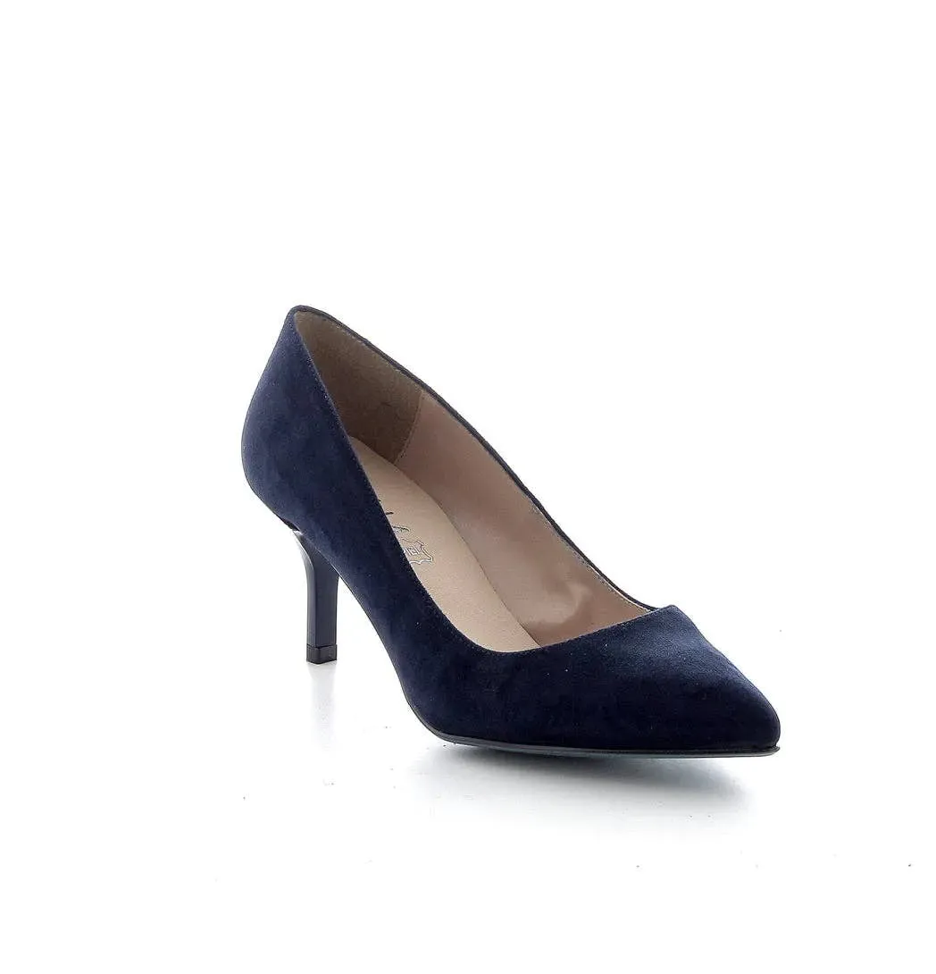 1950s Vintage Inspired Low Heel In Navy Blue Suede 2.5 & 3 only