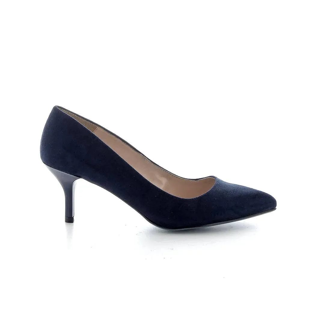 1950s Vintage Inspired Low Heel In Navy Blue Suede 2.5 & 3 only