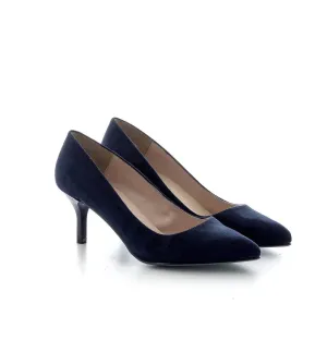 1950s Vintage Inspired Low Heel In Navy Blue Suede 2.5 & 3 only