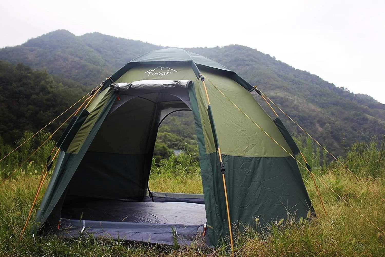 2-3 Person Camping Tent 60 Seconds Easy Quick Set Up Tent Waterproof Pop Up Dome Family Hexagon Outdoor Sports Backpacking Tents Double Layer Flysheet Camping Sun Shelters 2 Doors