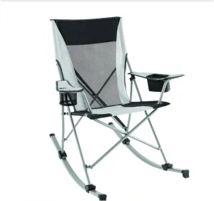 2-in-1 Foldable Rocking Camp Chair with Cup Holder - Steel Frame & Breathable Mesh - Portable Outdoor Chair for Adults 400lb Capacity (United States)