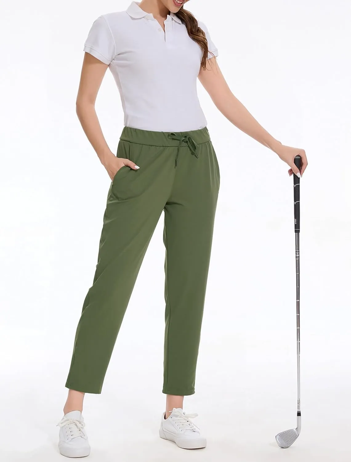 2 Pack Women's Pants with Deep Pockets Stretch Soft Sweatpants for Casual Athletic Lounge Work Golf Travel
