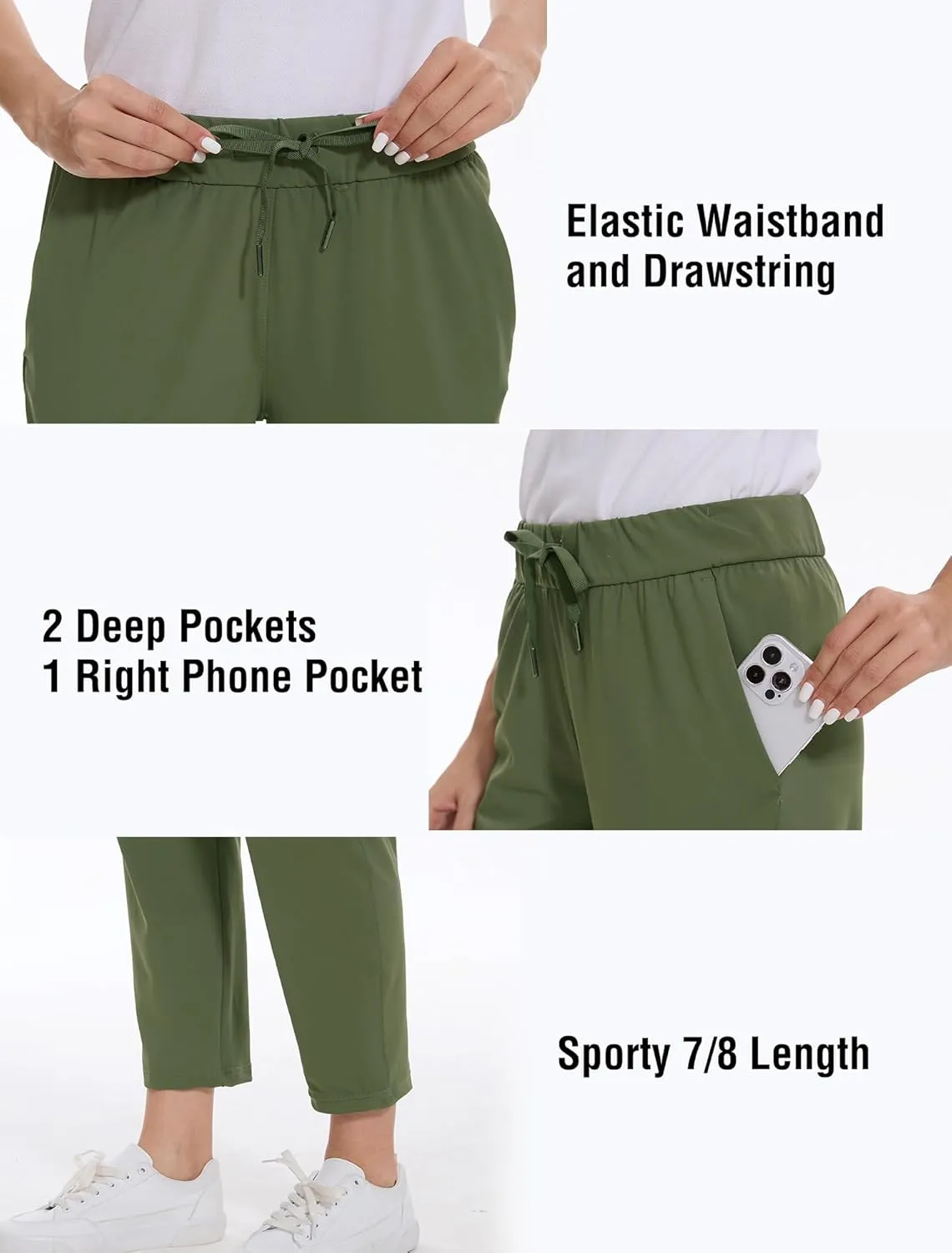 2 Pack Women's Pants with Deep Pockets Stretch Soft Sweatpants for Casual Athletic Lounge Work Golf Travel