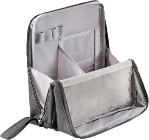 2025 Releveantoe Standing Makeup Bag – Portable, Large Capacity, Stand Up Makeup Bag, Multiple Compartments Keep Makeup And Tools Neatly Sorted (Gray-Oxford, Only Bag)