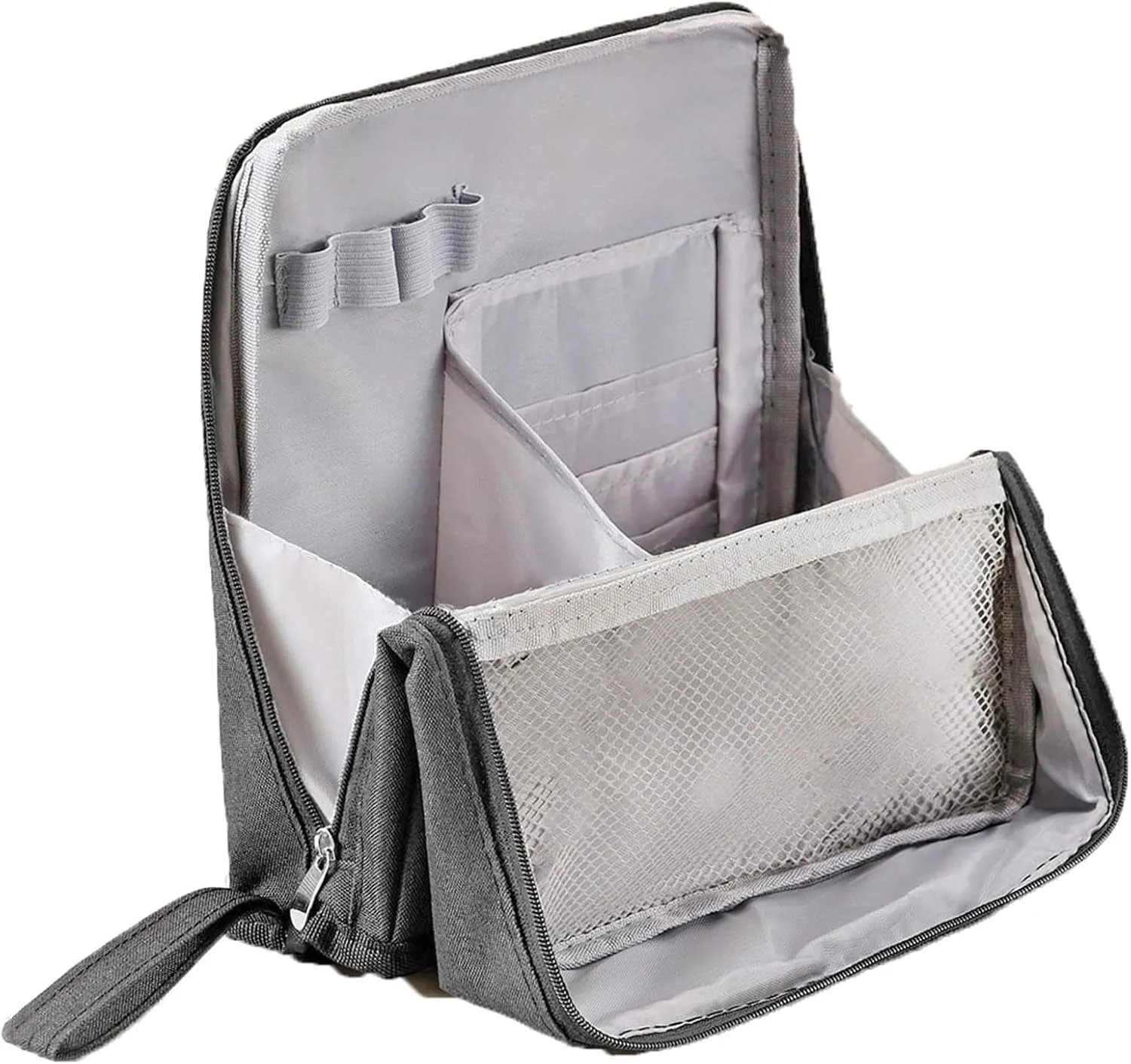 2025 Releveantoe Standing Makeup Bag – Portable, Large Capacity, Stand Up Makeup Bag, Multiple Compartments Keep Makeup And Tools Neatly Sorted (Gray-Oxford, Only Bag)