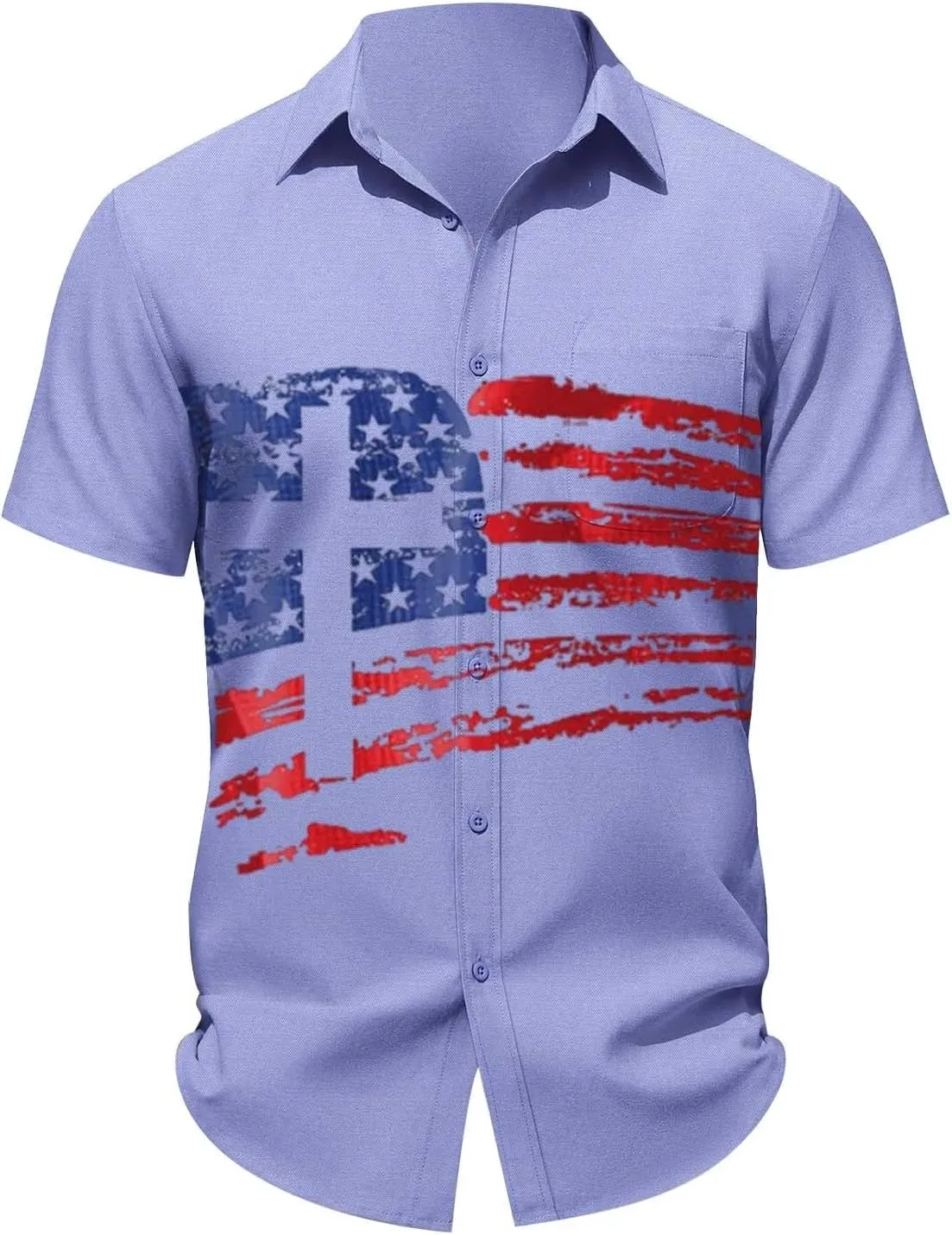2025 Summer Bowling Shirts for Men Retro USA Flag Print Graphic Tees Short Sleeve Button Down Patriotic Shirt
