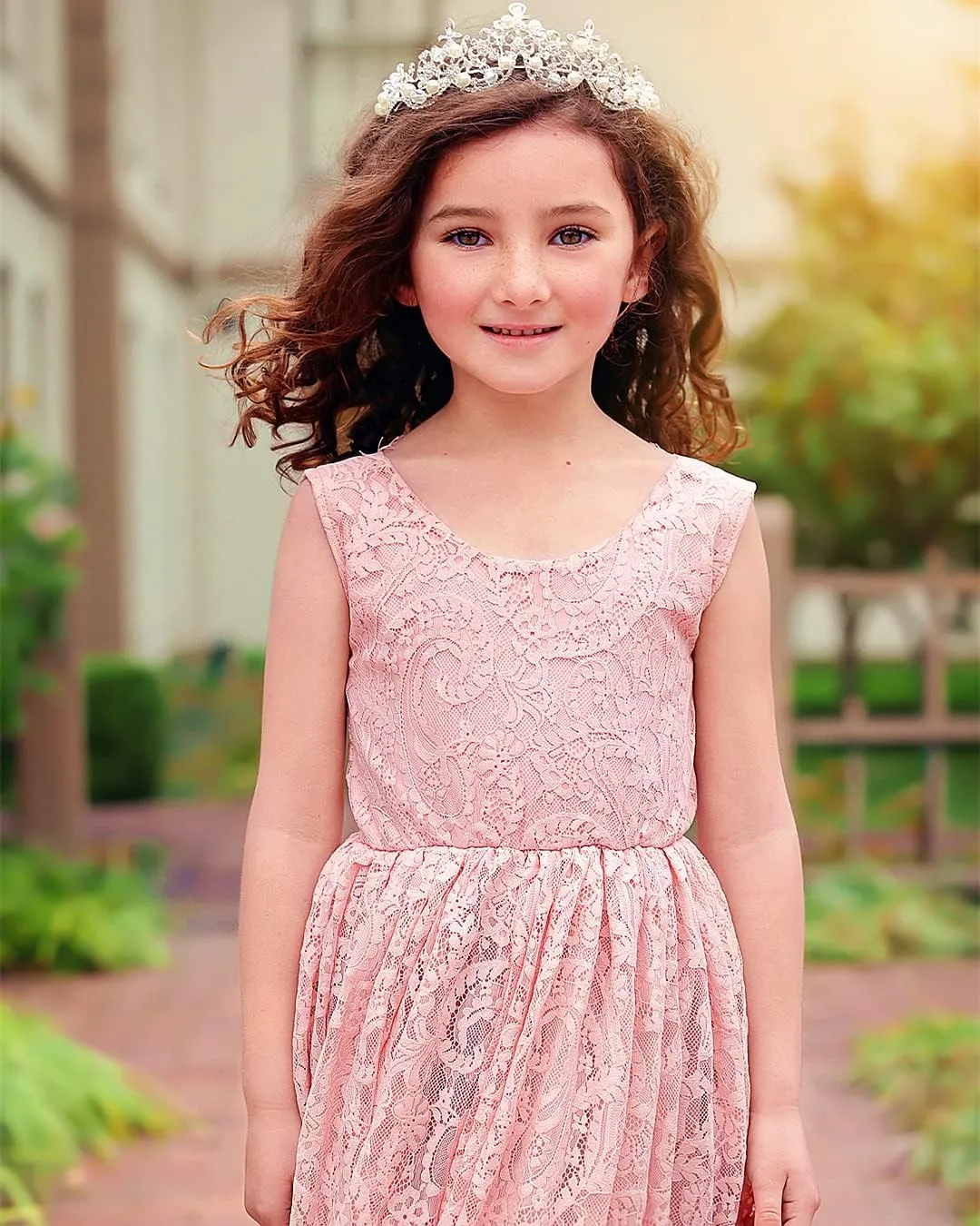2Bunnies Girl Paisley Lace Back A-Line Straight Tutu Tulle Party Flower Girl Dress