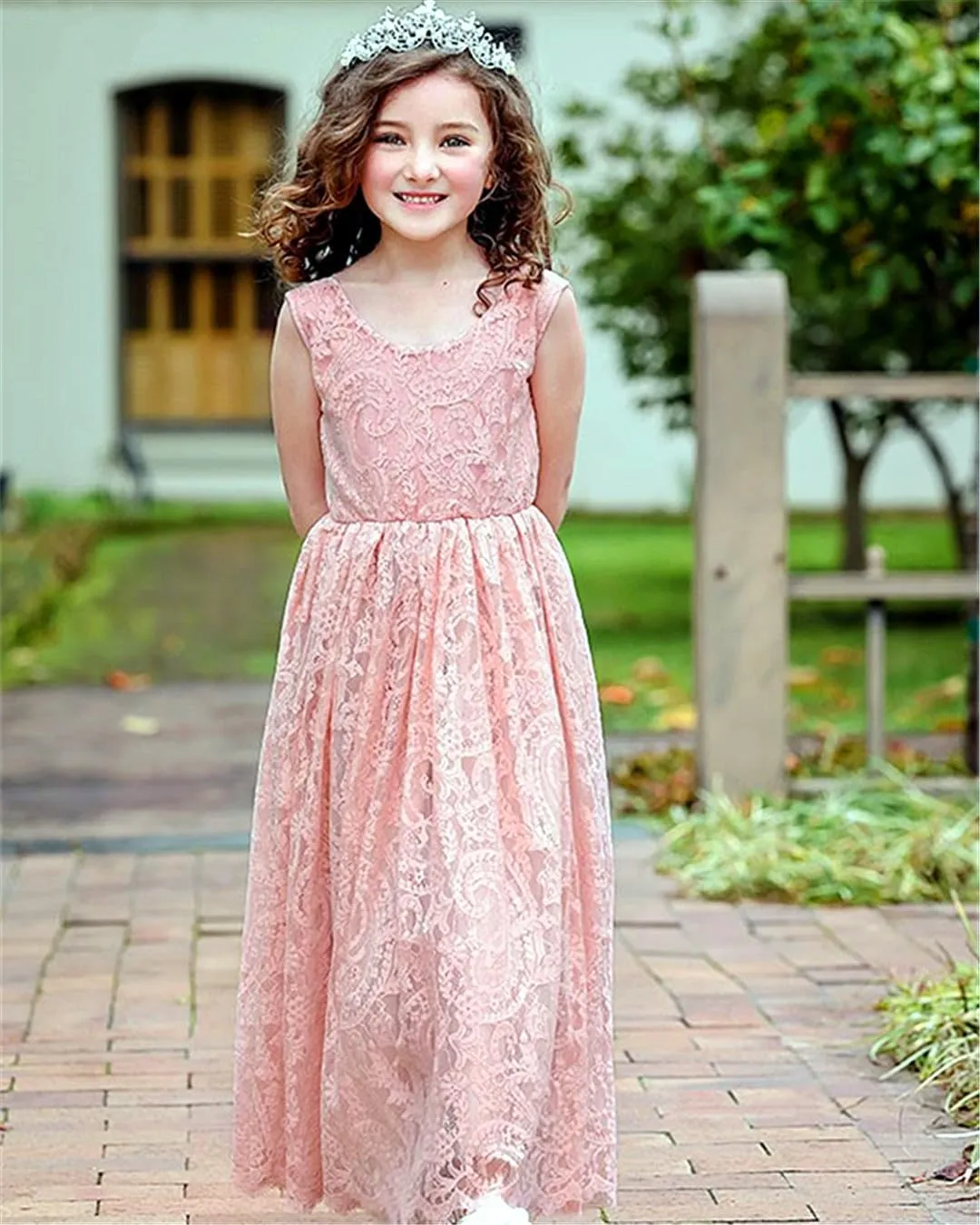 2Bunnies Girl Paisley Lace Back A-Line Straight Tutu Tulle Party Flower Girl Dress