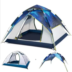 3-in-1 Family Automatic 4-6 Person Pop Up Tent, Festival Pop-Up Tent Beach Shelter Portable Tents Anti UV for Travelling Beach BBQ Park Fishing Instant Sun Shade Shelter Canopy