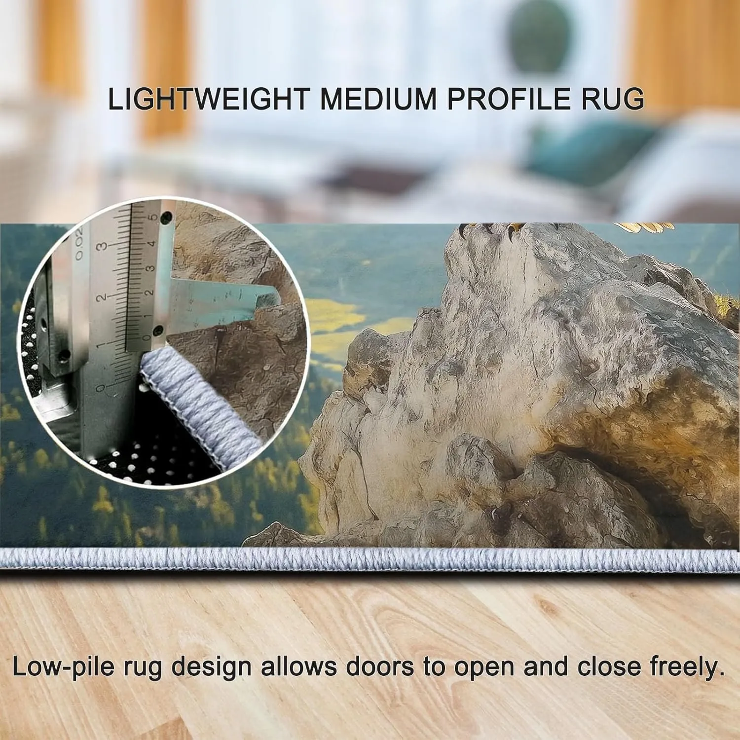 3 x 4 ft Washable Area Rug for Living Room Animal Eagle Mountains Ultra Soft Low-Pile Floor Rugs with Non Slip Rubber Backing Green, Indoor Floor Carpet for Dining Room Home Office Decor