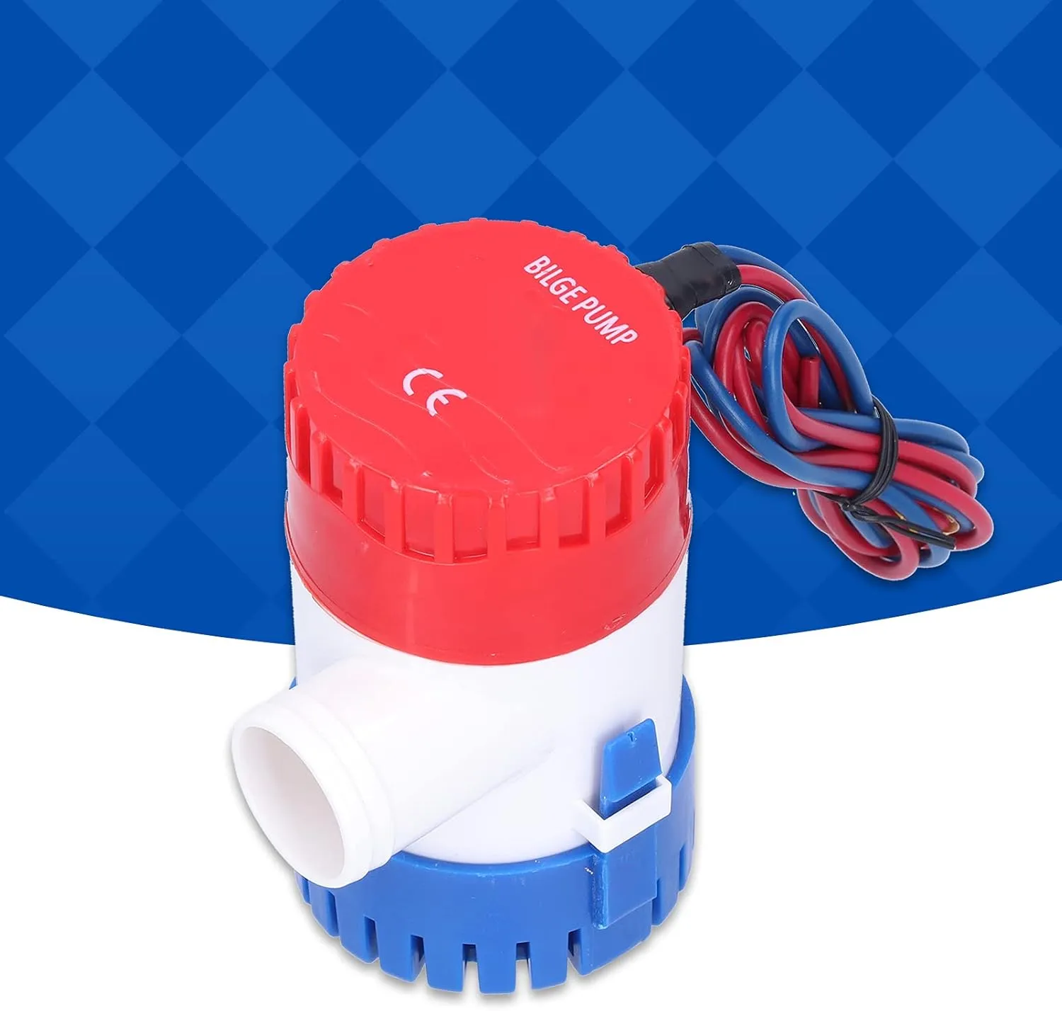 350GPH Bilge Pump, Stainless Steel Shaft ABS Pump with Filter, for Sea Water Quality Analysis, Sewage Treatment, Water Circulation Transfer (DC12V 350GPH)