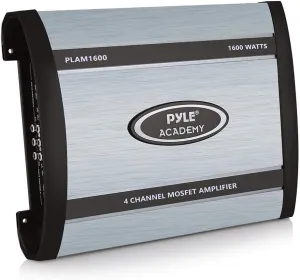 4 Ch. Car Stereo Amplifier Class AB- 1600W Bridgeable High Power MOSFET Audio Sound Auto Small Speaker Amp Box w/ Crossover, Bass Boost Control, Silver Plated RCA Input Output - Pyle PLAM1600