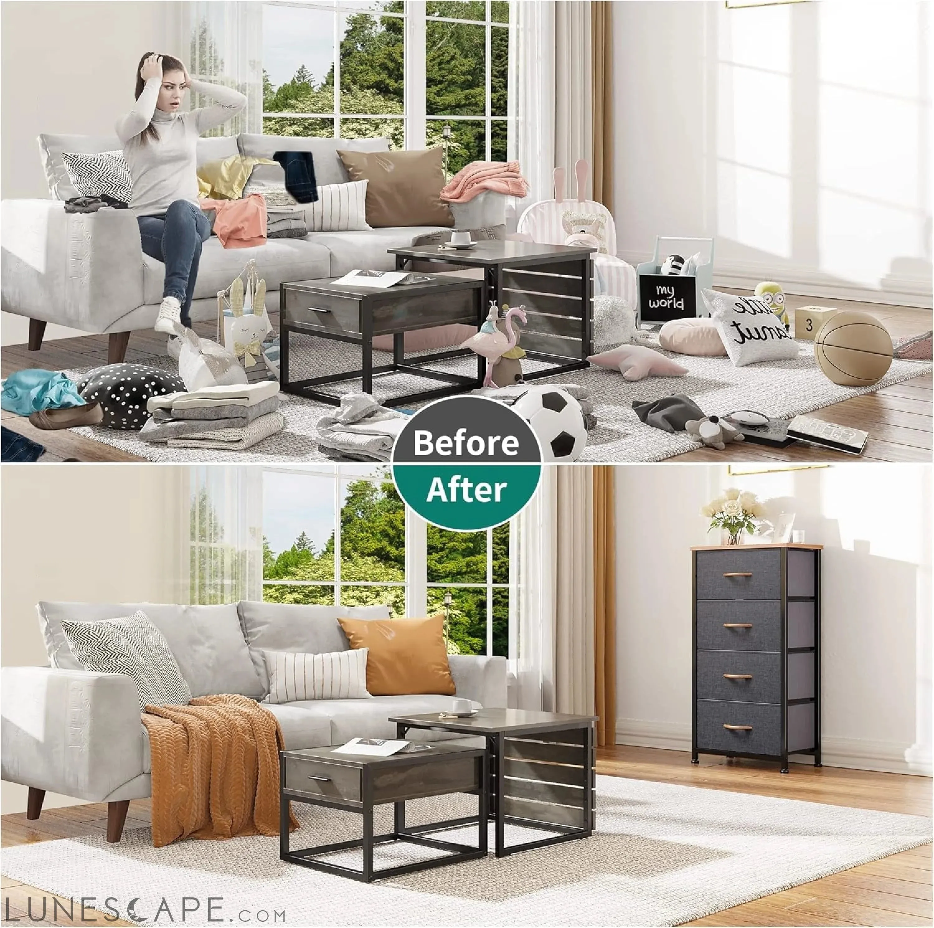 4 Drawers Dresser, Small Dresser for Bedroom, Fabric Storage Tower,