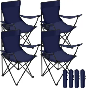 4 Pack Folding Camping Chairs with Carrying Bag Portable Lawn Chairs Lightweight Beach Chairs Outdoor Collapsible Chair with Mesh Cup Holder for Travel Outside Camp Beach Fishing Sports