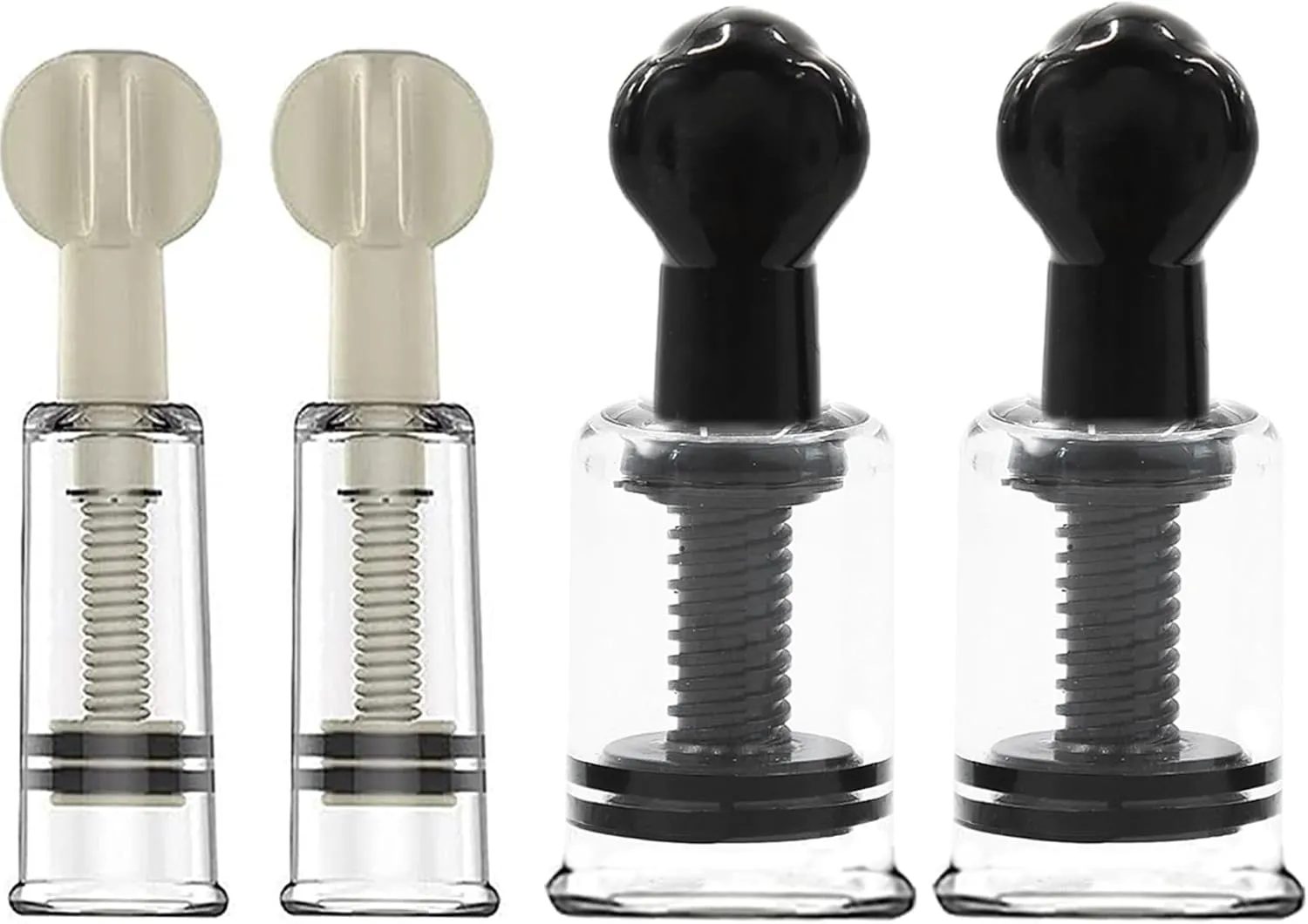 4pcs 2 Size Black and White Nipple Corrector Suction Cups - Nipple Inverted, Flat and Shy Nipples, Breastfeeding or Women