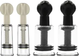 4pcs 2 Size Black and White Nipple Corrector Suction Cups - Nipple Inverted, Flat and Shy Nipples, Breastfeeding or Women