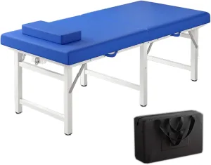 5 Colors Massage Tables Portable Professional Reinforced Carbon Steel 6 Legs Lash Bed Foldable Without Installation Tattoo Bed with Oxford Handbag(Blue,185 * 70 * 60cm)