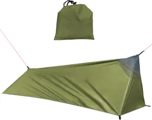500 g Camping Tent, Ultralight, 1 Person Tent, Green, 220 x 70 x 60/35 cm, Practical Pop-Up Tent for Trekking, Camping, Backpacking, Travel, Adventure and Camping Trips with Mosquito Net