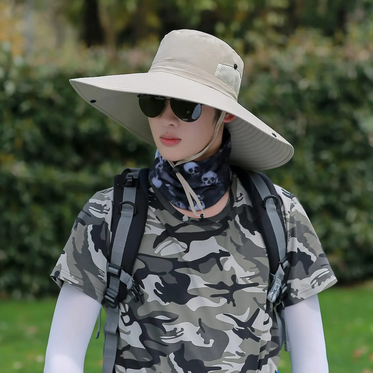 6" Wide Brim Sun Protection Hat Outdoor Unisex Bucket Hats for Hiking Beach Fishing Safari Garden Lawn Yard Work Kayaking