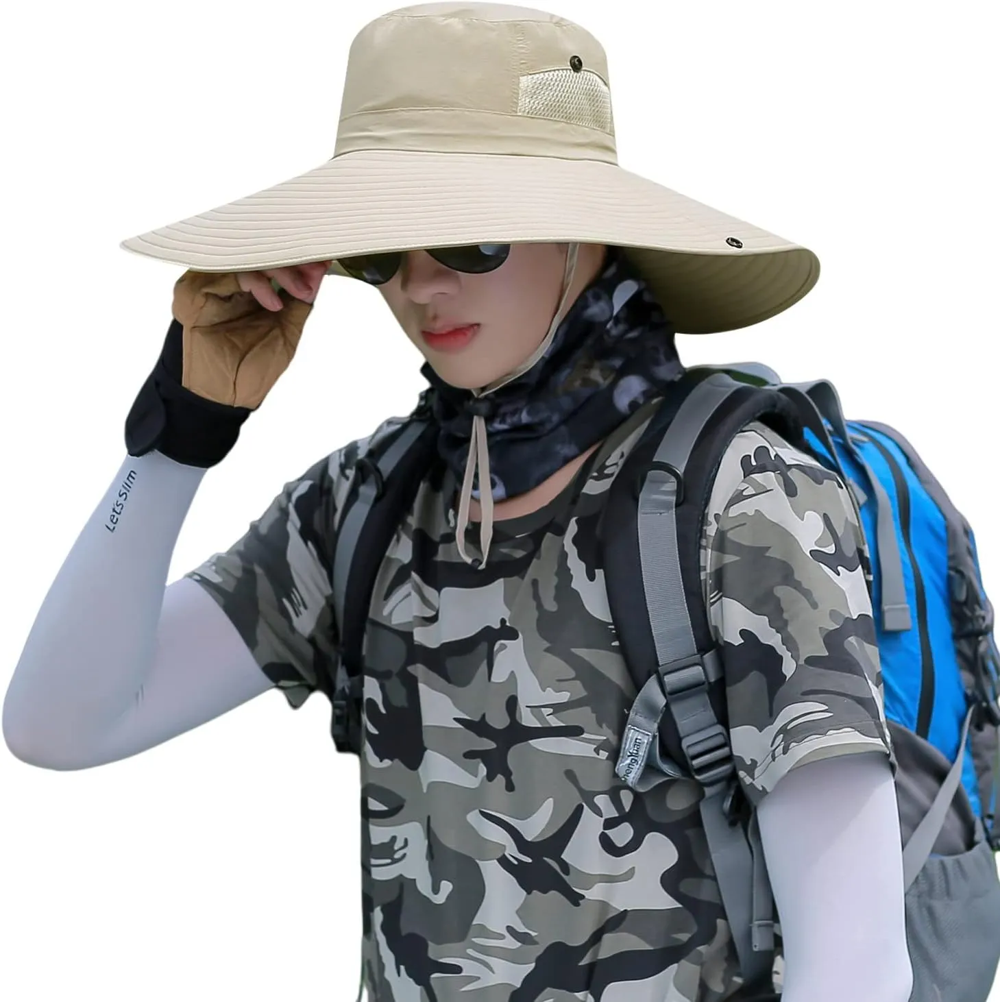 6" Wide Brim Sun Protection Hat Outdoor Unisex Bucket Hats for Hiking Beach Fishing Safari Garden Lawn Yard Work Kayaking