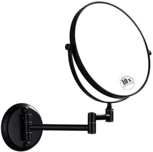 8 Inch Wall Mounted Makeup Mirror 1X/10X Magnifying, Double Sided 360° Swivel Extendable Shaving Cosmetic Mirror Round Vanity Mirror for Bathroom Hotels, Black