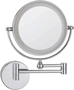 8 inches Wall Mounted Makeup Mirror with Magnification, Makeup Mirror LED Touch Screen for Bathroom, Two-Sided Extendable, 360 Degree Swivel, Plug Operated(Silver,10x)