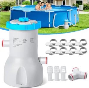 800 GPH Above Ground Pool Pump, Energy-Saving Cartridge Pool Filter Pump | Dual Action: ​Accelerate Water Flow & ​Capture Debris Quickly - Improve Water Clarity | Easy to Set Up - Blue