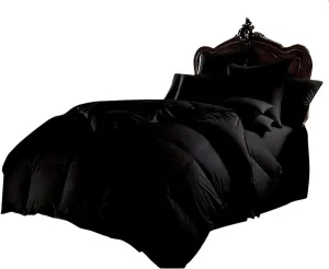 800 TC 100% Egyptian Cotton 300 GSM Goose Down Alternative Microfiber 5 PC Comforter Set (Comforter   Flat   Fitted 15''   2 Pillow Casess) Twin, Black