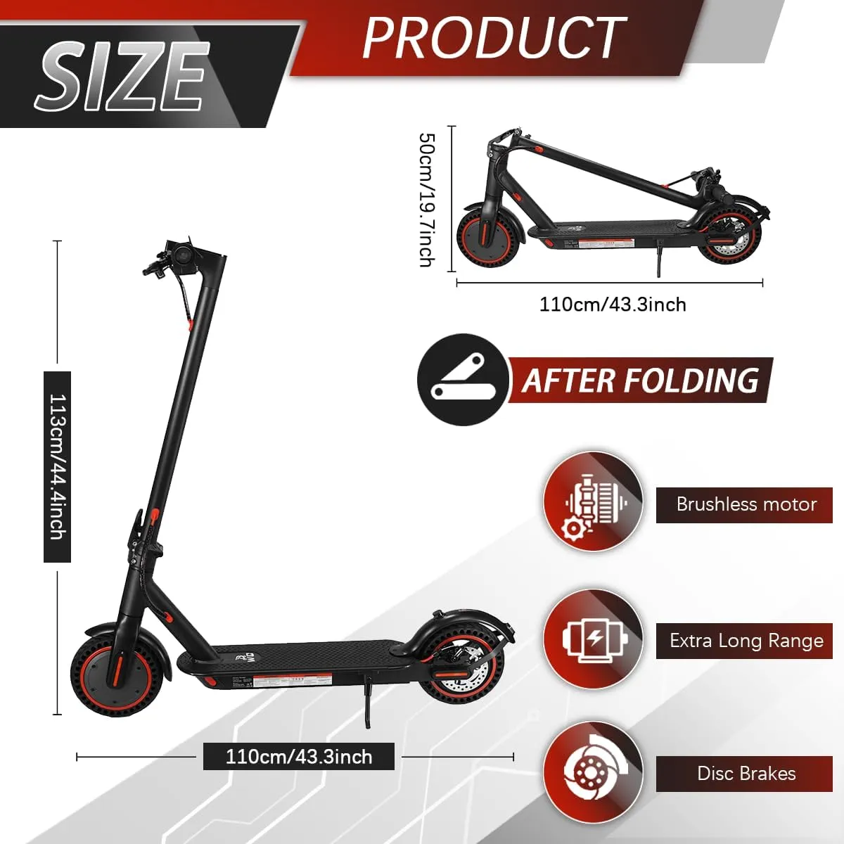8.5-inch Foldable Adult Electric Scooter with APP, 350W Motor, 7.8/10.4Ah Lithium Battery, Max 17-21 Miles Long Range, 18Mph Top Speed Kick Scooter
