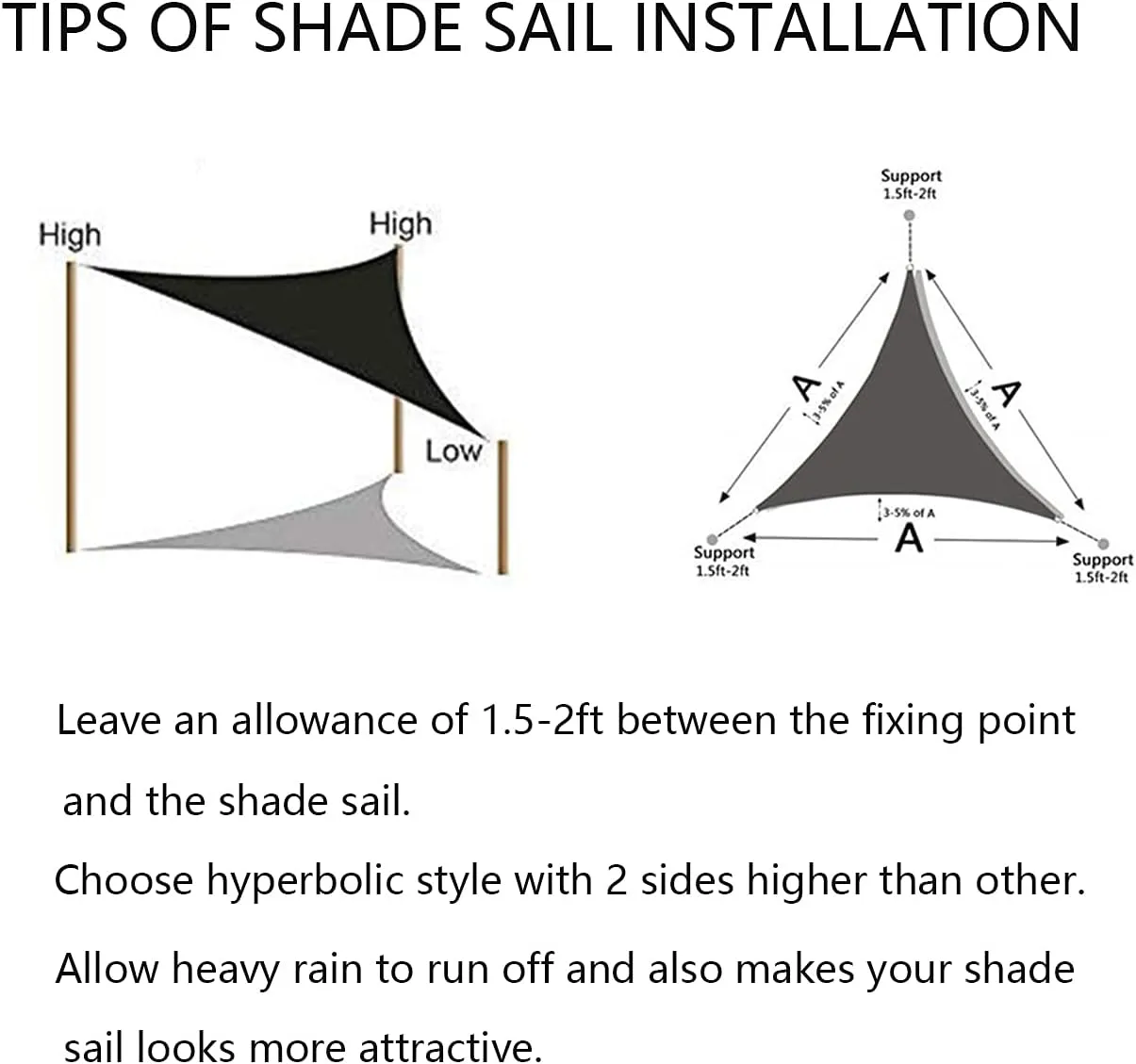 ACCREST Sun Shade Sail Waterproof 6.5'×6.5'×6.5' Triangle Shade Sail 98% UV Block Canopy Awning for Patio Backyard Lawn Garden Outdoor Activities-Lake Blue