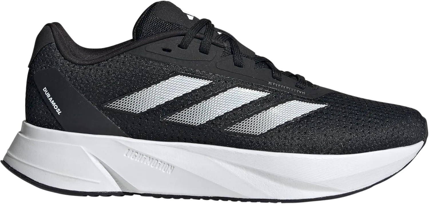 adidas Women's Duramo SL Running Sneaker, Black/White/Carbon, 12