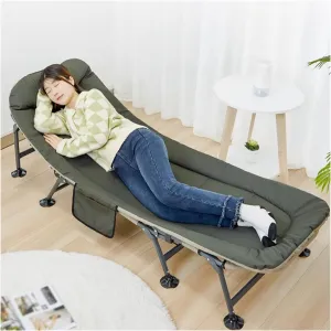 Adjustable Adult Lounge Chair with Mattress,Travel Camping Cot,Tent Folding Cot for Sleeping and Beach Vocation (Color : Green, Size : 180x65cm)