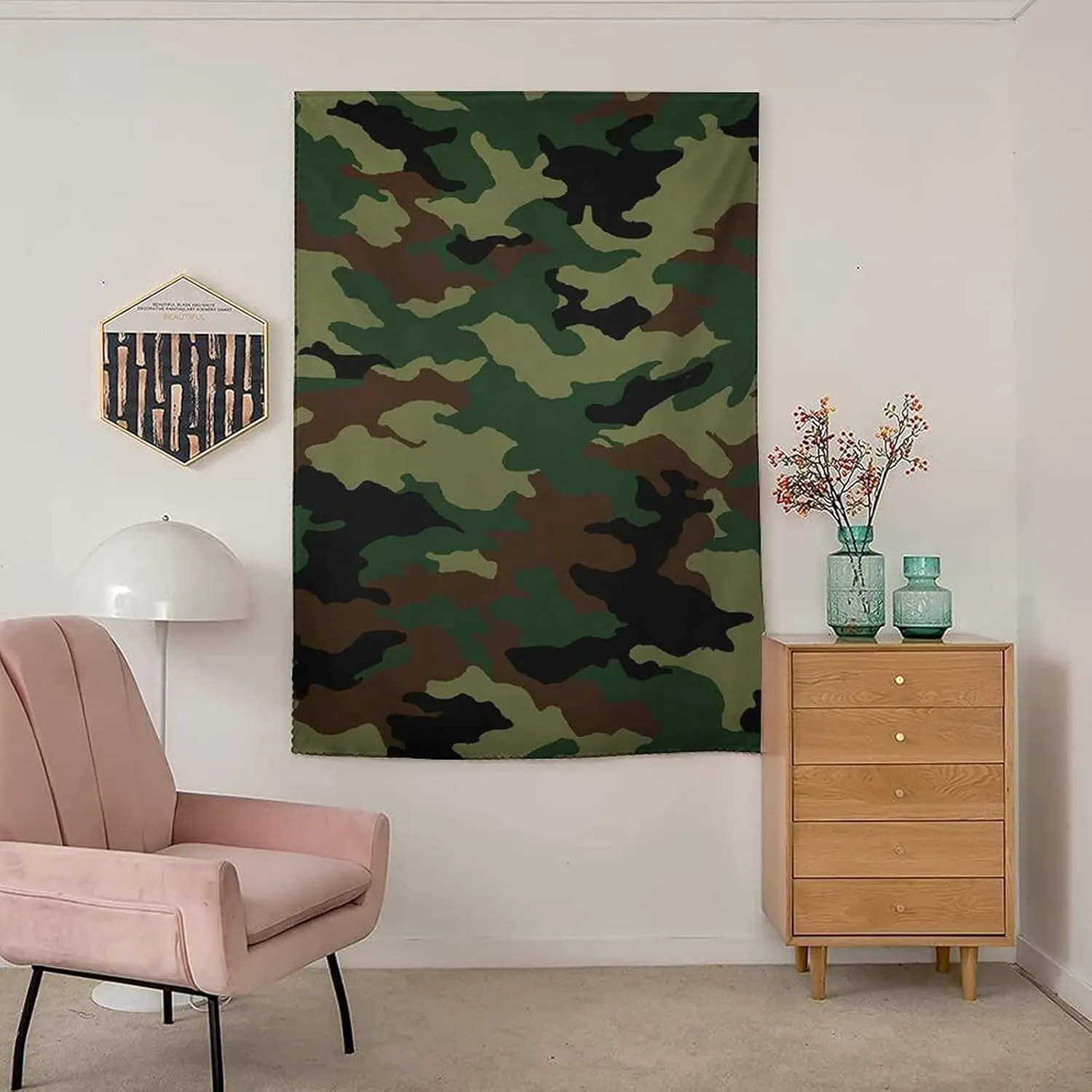 Adjustable Blackout Shades, Camo Portable Blackout Curtain, Fashionable Graphic Uniform Inspired Camouflage Clothing Print Temporary Blackout Blinds,35W x63L Inch, for Bathroom Living Room Bedroom