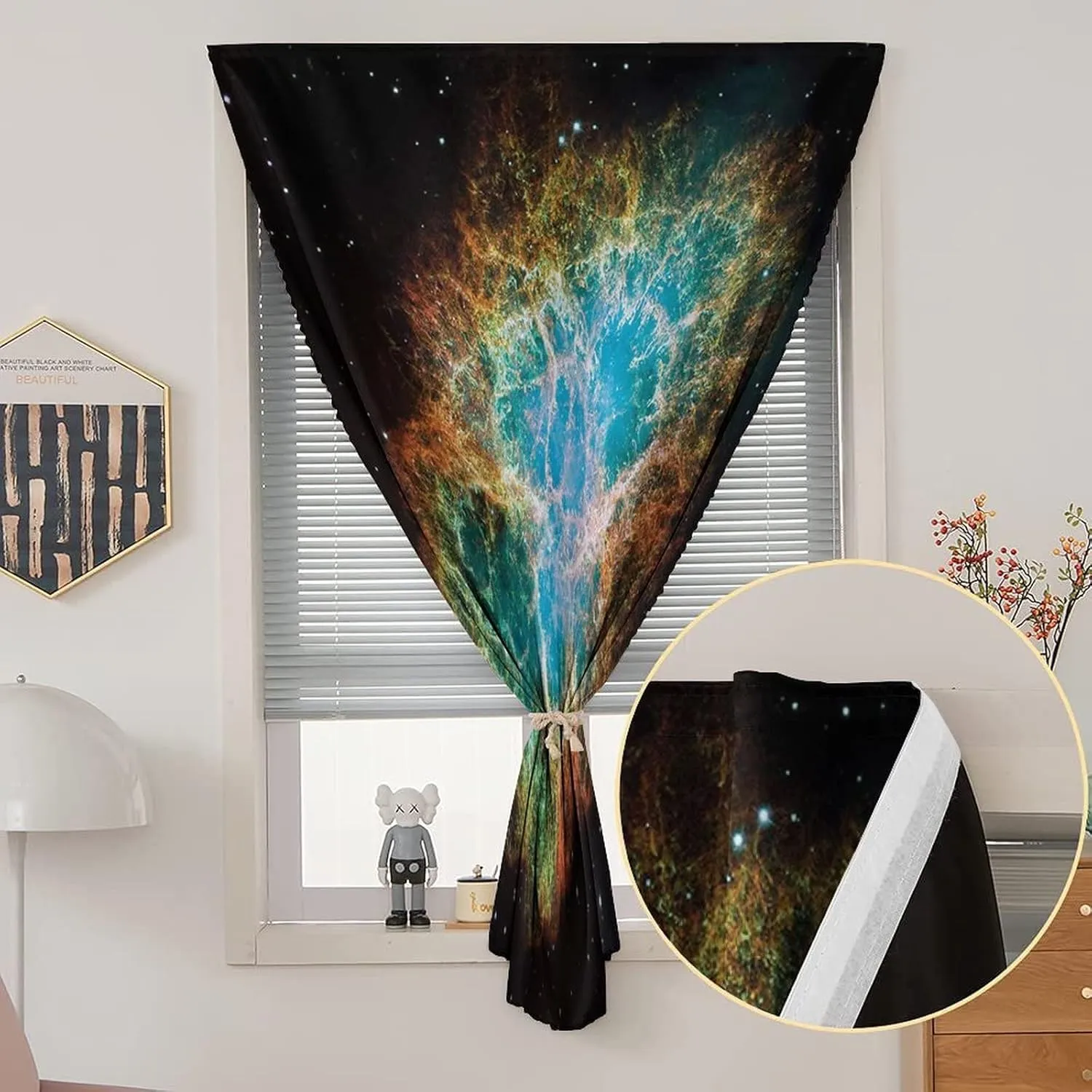 Adjustable Blackout Shades, Outer Space Portable Blackout Curtain, Crab Nebula in Early Age Clean Version Print Living Room Bedroom Window Drapes,24W x40L Inches, for Nursery,Children Kids Bedroom