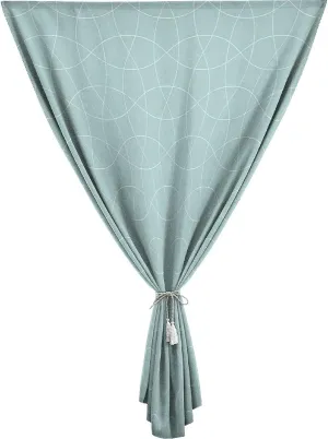 Adjustable Blackout Shades, Teal and White Portable Blackout Curtain, Traditional Arabic Tangled Lattice Pattern Print Living Room Bedroom Window Drapes,24W x40L Inches, for Children Kids Bedroom