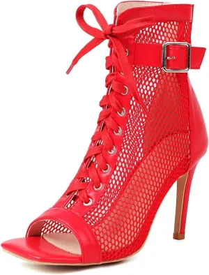 Agodor Women's Peep Toe Stiletto High Heels Lace Wedding Shoes Square Toe Ankle Strap Platform Sandals