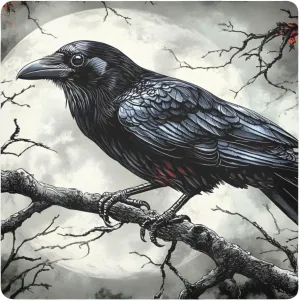 AIXIWAWA Self Adhesive Warp Cloth Crow Moon Print for Organizing, Open Lay Flat Cosmetic Bag Makeup Bag Cloth 21.7x21.7 in