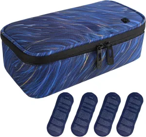 ALLCAMP Insulin Cooler Travel Case Diabetic Medication Cooler with 4 Ice Pack - Medical Cooler Bag Portable and Reusable Blue (9X 4.72x 3.14 inches)