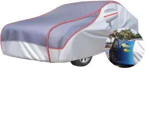 Anti-Hail Car Cover for Ligier JS P320, Thickened Waterproof All Weather Customizable Full Cover Scratch Resistant UV Protection Car Tarpaulin with Reflective Strips(Gray)