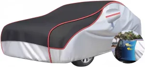 Anti-Hail Car Cover for Ligier JS5OL, Thickened Waterproof All Weather Customizable Full Cover Scratch Resistant UV Protection Car Tarpaulin with Reflective Strips(Black)