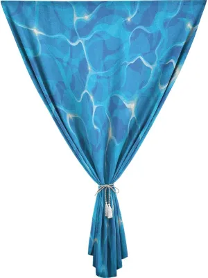 Anywhere Portable Blackout Curtain, Aqua Door Window Curtains, Realistic Vivid Water Texture Ocean Pool Surface Waves Print Bedroom Blackout Curtains,26W x40L Inch, for Bathroom Living Room Bedroom