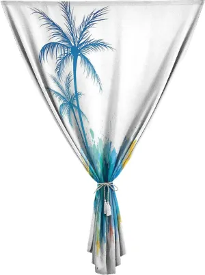 Anywhere Portable Blackout Curtain, Seashells Decor Door Window Curtains, Watercolors Coconut Palm Trees Splashes Hiding Starfishes Summer Print Bedroom Blackout Curtains,59W x72L Inches,,for Bathroom