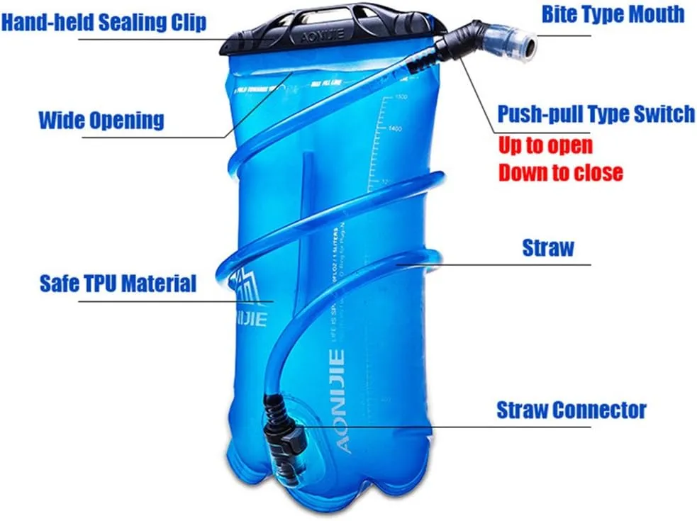 AONIJIE Foldable Hydration Bladder Leakproof Water Bag Water Reservoir for Outdoor Hiking Backpacking Running Cycling (1.5L-TPU)